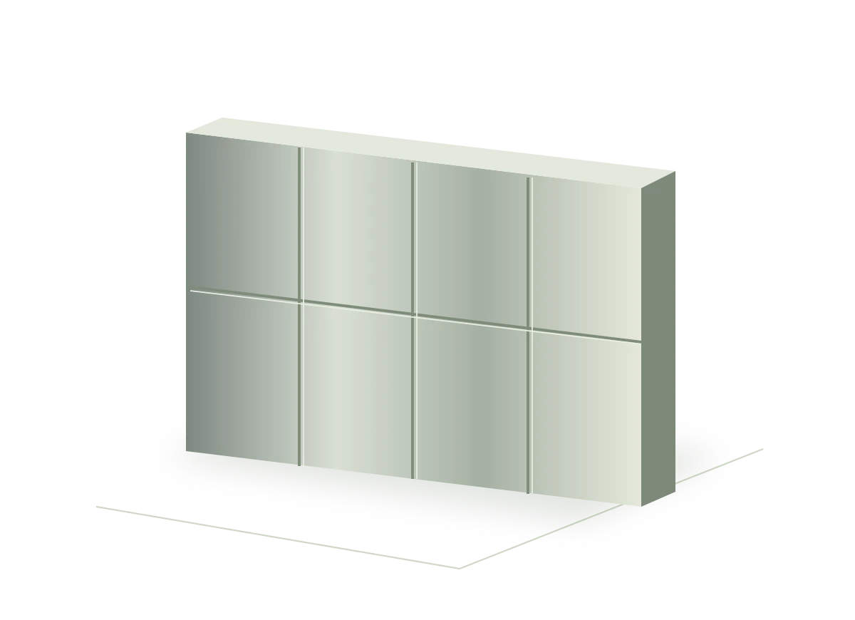 Schematic architectural stainless steel wall illustration